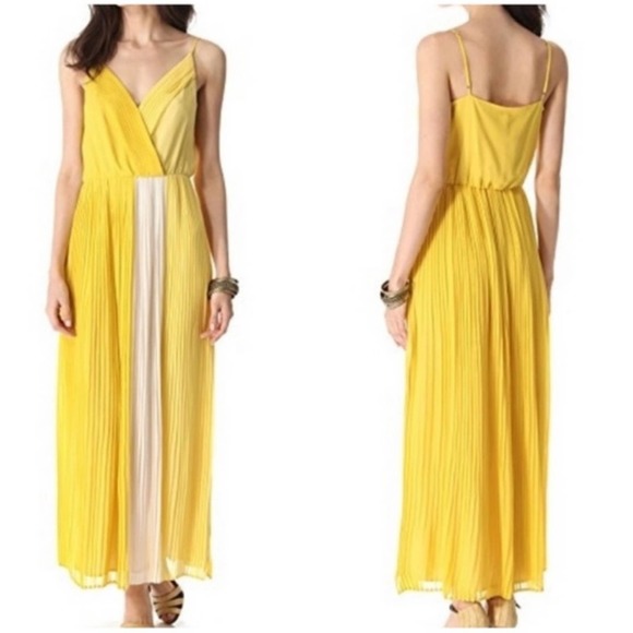 Joie Dresses & Skirts - Joie Ives Ombré Yellow Silk Pleated Maxi Dress Large
